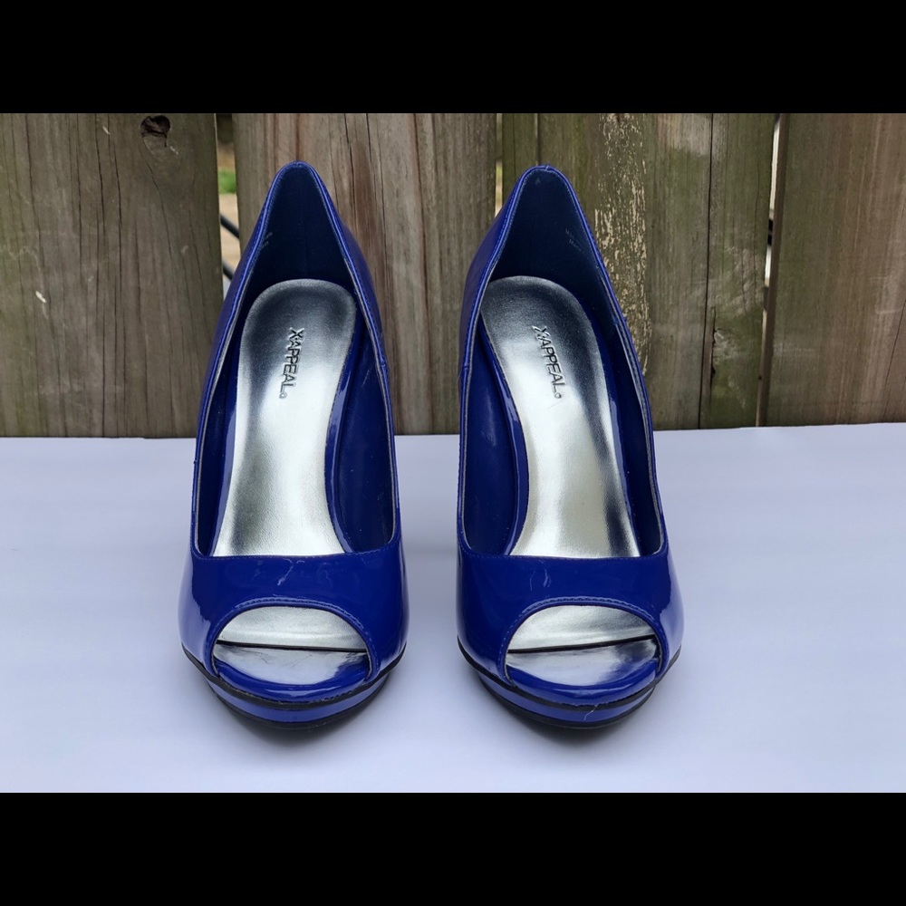 Cobalt Blue Peep Toe Heels